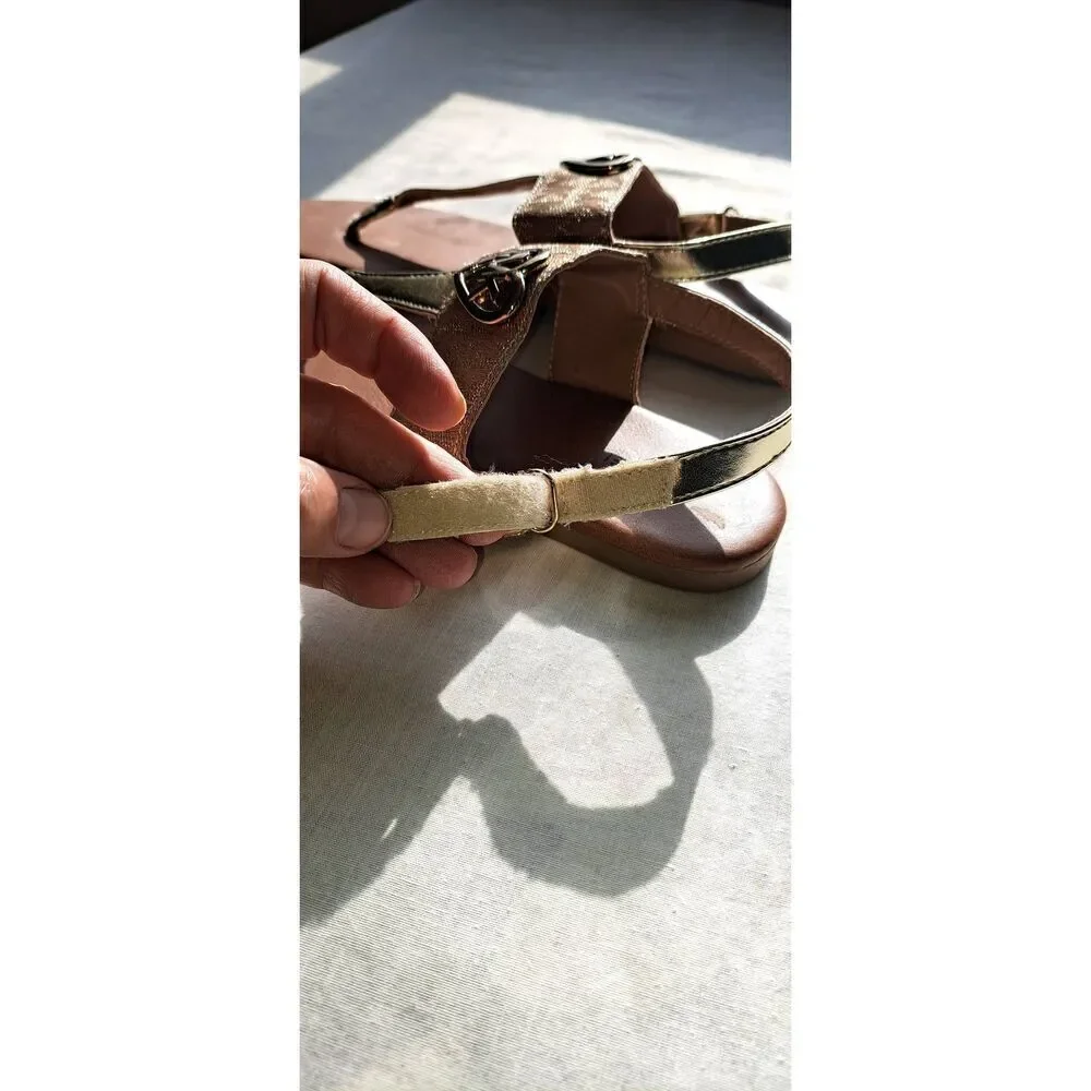 Michael Kors Size Big Girls Size 5 Sandals Tan & Gold Bentley 2